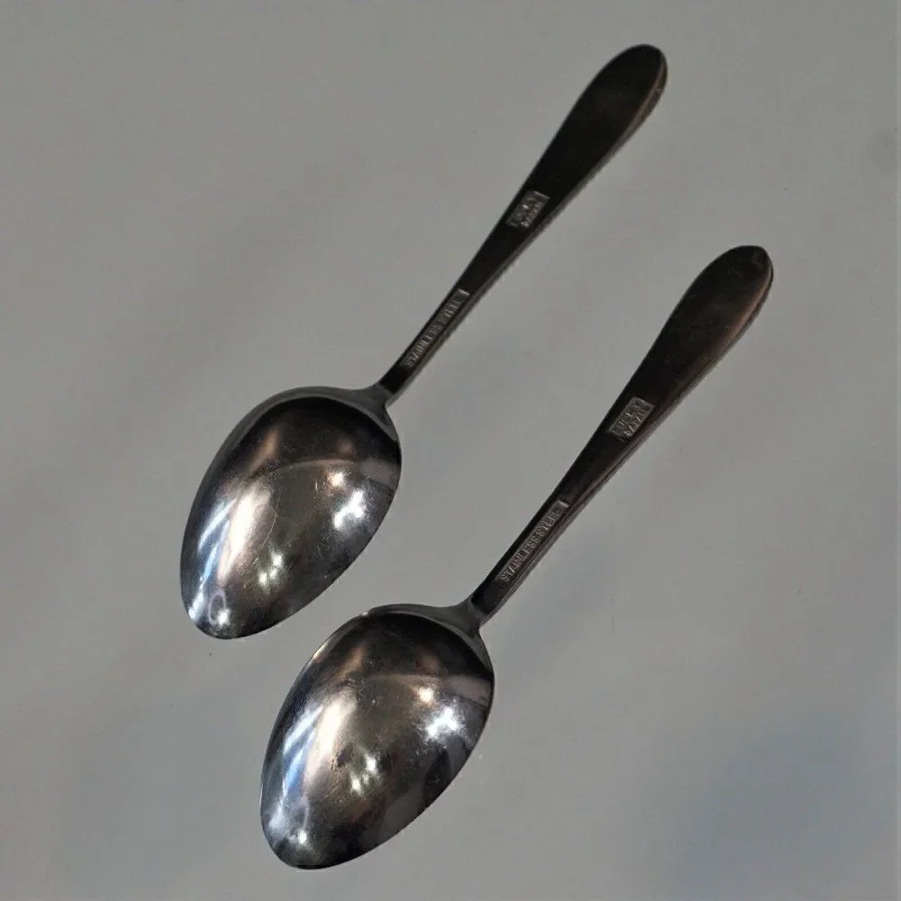 2 Demitasse Spoons Vintage Stainless Steel Lucky Japan